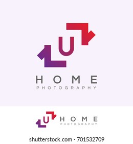 home photography initial Letter U Logo design
