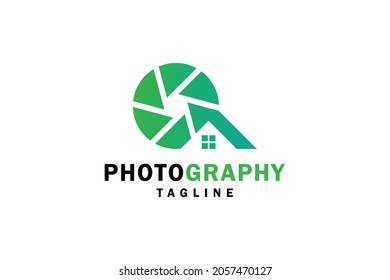home photography studio modern logo design vector graphic, gradation colorful element