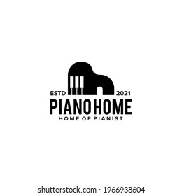 Home piano logo design vector template