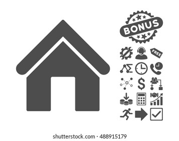 Home pictograph with bonus clip art. Vector illustration style is flat iconic symbols, gray color, white background.