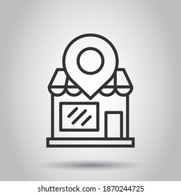 Home pin icon in flat style. House navigation vector illustration on white isolated background. Locate position business concept.