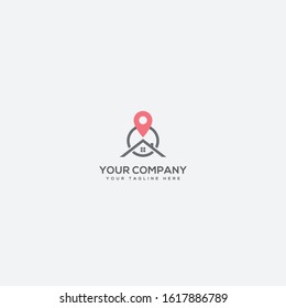 home and pin location logo, simple home and location logo, map logo