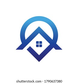 home with pin location vector, real estate logo