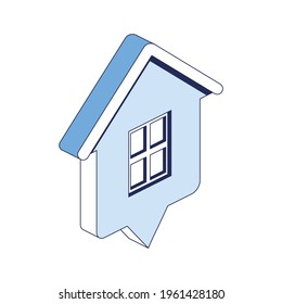 Home pin map house. Vector 3d line isometric, web icons, blue color. Creative design idea for infographics.