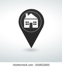 Home pin.  Map pin icon.