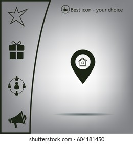 Home pin, Map pin icon