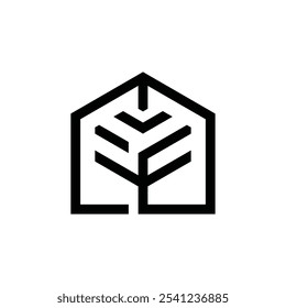 Design de logotipo de pinho. Ícones de Símbolo de Construção e Árvore