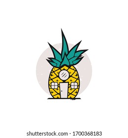 Logotipo de negocio creativo con resumen de fruta fresca de piña casera