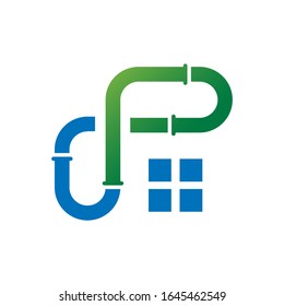Logo-Design-Vektorillustration für die Installation von Heimrohren