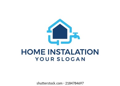 Home pipe installation plumbing logo design
