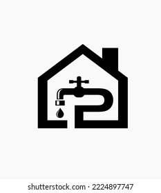 home pipe installation plumbing logo design vector symbol illustration
