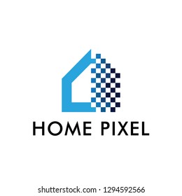 home pixel building logo template