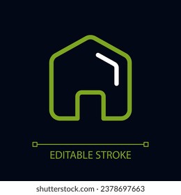 Home pixel perfect color linear ui icon for dark theme. Real estate. Homepage. Outline isolated user interface pictogram. GUI, UX design for night mode. Editable stroke. Arial font used