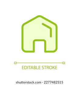 Icono de Ui de gasmorfismo perfecto en píxel hogar. Inmobiliaria. Página de inicio. Elemento de línea rellenado de color con transparencia. Pictograma vectorial en estilo morfismo de vidrio. Trazo editable. Tipo de letra arial utilizado