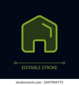Home pixel perfect glassmorphism ui icon for dark theme. Real estate. Homepage. Color filled line element with transparency. Isolated vector pictogram for night mode. Editable stroke. Arial font used