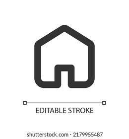 Icono de ui lineal perfecto para píxel inicial. Página de inicio del sitio web abierto. Acceso rápido. Volver a la pantalla principal. GUI, diseño UX. Esquema de elemento de interfaz de usuario aislado para aplicación y web. Trazo editable. Tipo de letra arial utilizado