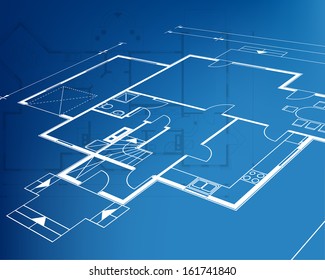 Home Plan Blueprint Background Vector Illustration Stock Vector ...