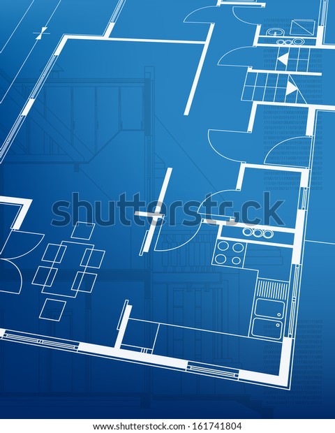 Home Plan Blueprint Background Vector Illustration Stock Vector ...