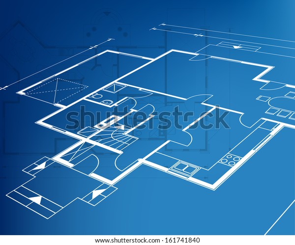 Home Plan Blueprint Background Vector Illustration Stock Vector ...