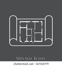 Home plan icon isolated sign symbol and flat style for app, web and digital design. Vector illustration.