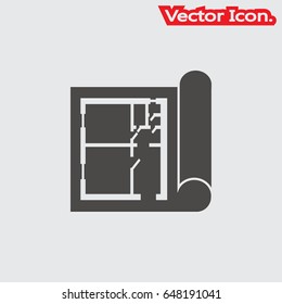 Home plan icon isolated sign symbol and flat style for app, web and digital design. Vector illustration.