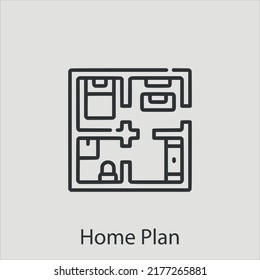 home plan  icon vector icon.Editable stroke.linear style sign for use web design and mobile apps,logo.Symbol illustration.Pixel vector graphics - Vector