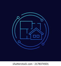 Home Plan, Room Layout Icon, Linear Design