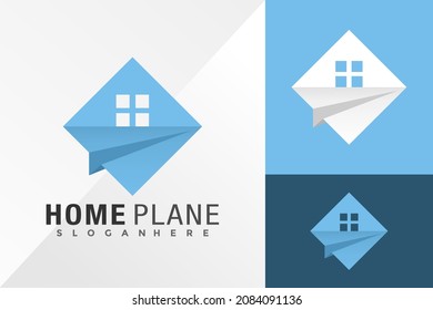 Home Plane Logo Design Vector illustration template