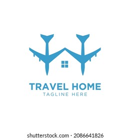 Home plane travel logo design template