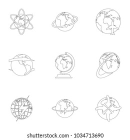 Home planet icons set. Outline set of 9 home planet vector icons for web isolated on white background
