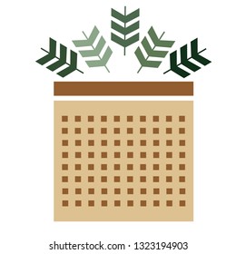 home plant bucket flat simple illustration. Home and kitchen series. Tableware food and dishes.