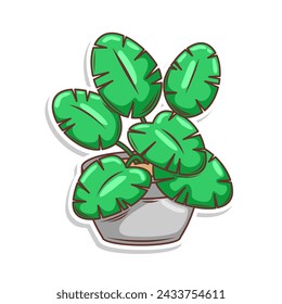 Home plant cartoon style. potted plant isolated on white