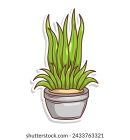 Home plant cartoon style. potted plant isolated on white