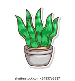 Home plant cartoon style. potted plant isolated on white