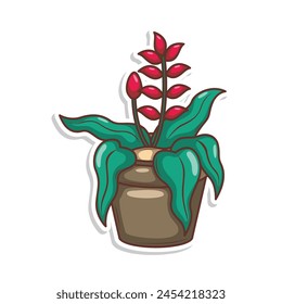 Home plant cartoon style. potted plant isolated on white