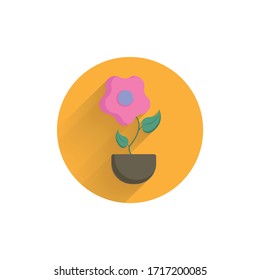 home plant colorful flat icon with shadow. flower in pot flat icon
