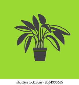 Home plant icon. Big plant in ceramic pot. Home, garden or balcony decoration.