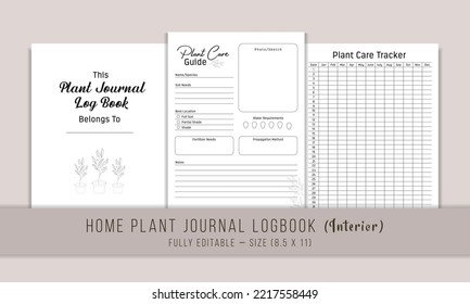 
Home Plant Journal Log Book KDP Interior Template