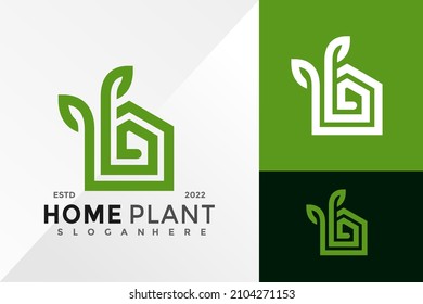 Home Plant Leaf Brand Identity Logo Design Vector illustration template