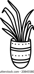 home plant in pot. sketch in doodle style. vector illustration isolated on a white background. 