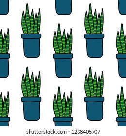 home plant seamless doodle pattern