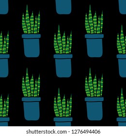 home plant seamless doodle pattern