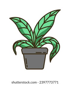 Home plant of set in flat cartoon design. Colorful cartoon-style home plant illustration, outlined in bold black is created for a modern and stylish twist. Vector illustration.
