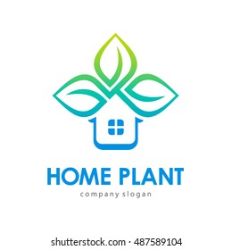 Home plant vector logo template