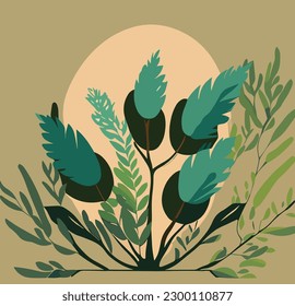 Home plants in flowerpot. Houseplants isolated. Trendy hugge style, urban jungle decor. Hand drawn. Set collection. Green, blue, pink, brown, beige pastel colors. Print, poster, banner. Logo, label.