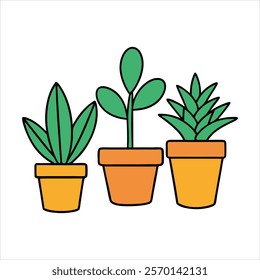 home plants in a pots color vector design