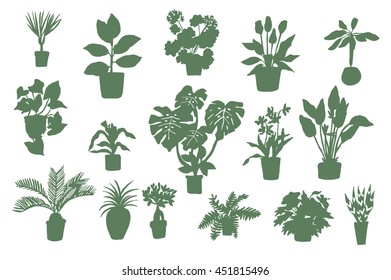 home plants silhouette set