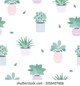 Home plants vector illustration isolated on background. Seamless pattern, background, card, poster. Template for design.