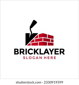 Vector de diseño de logotipo de relleno doméstico. Construcción del logotipo del trabajo en el exterior y en el interior de la casa con un icono de ladrillo y de malla