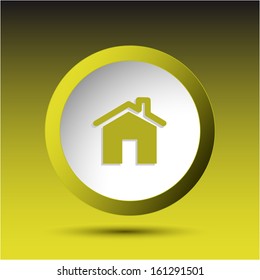 Home. Plastic button. Vector illustration.